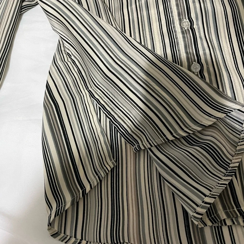 JL Studio Women’s Striped Button-Up Blouse Top - Picture 3 of 4